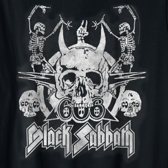 Black Sabbath Vintage Dancing Skeletons T-Shirt Retro Metal Tee Ozzy Osbourne - Picture 2 of 5